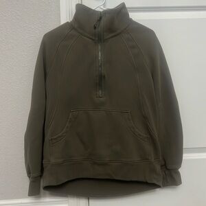 Women lululemon scuba oversized funnel neck half zip long xs/s green